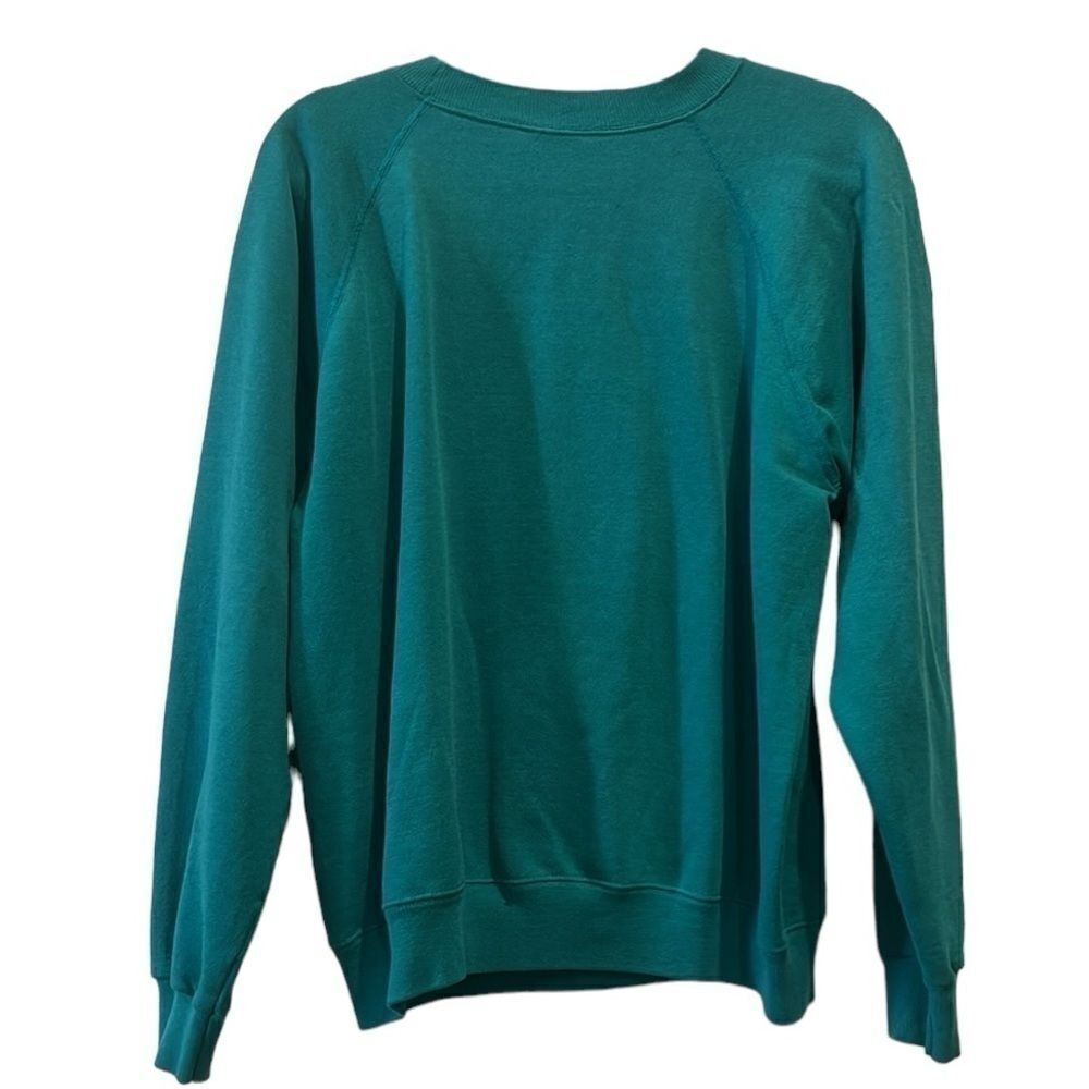 Vintage 1980S METALLIC HORSE Couple SWEATSHIRT Turquoise Hanes Large‌ - Picture 5 of 10